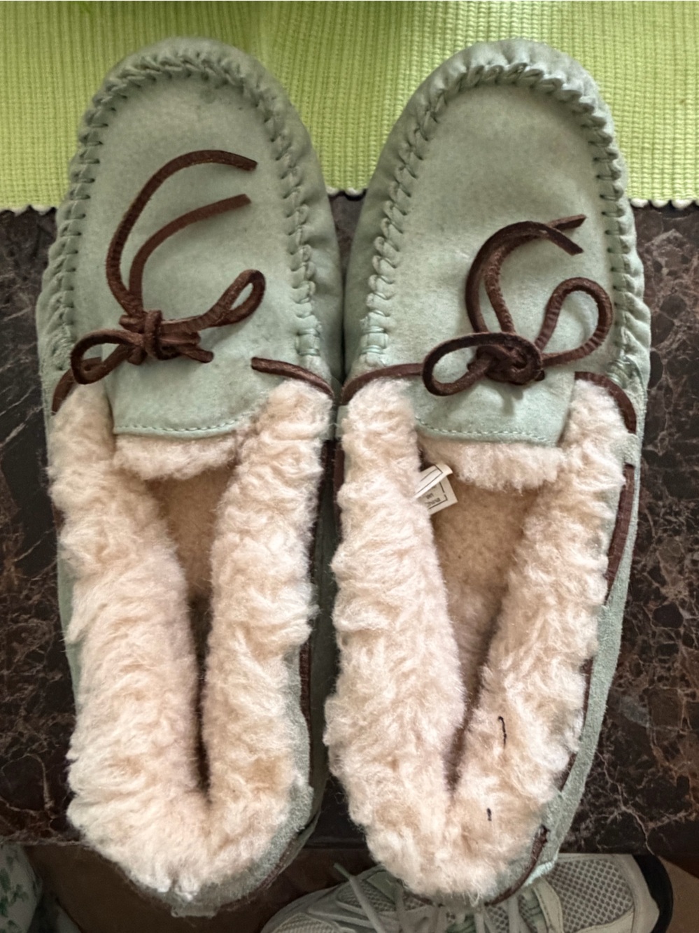Cozy UGG Australia Moccasin Slippers – Sage Green – Women’s Size 8